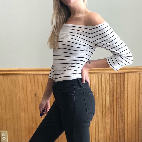 Express Tops - Express Striped Bodysuit